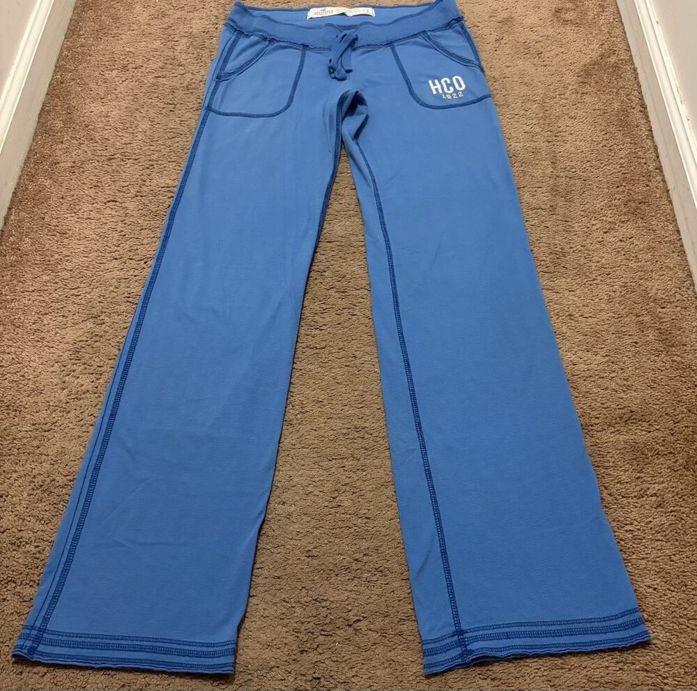 Hollister Vintage Y2K Low Rise Lounge Pants Size Small Blue Preppy